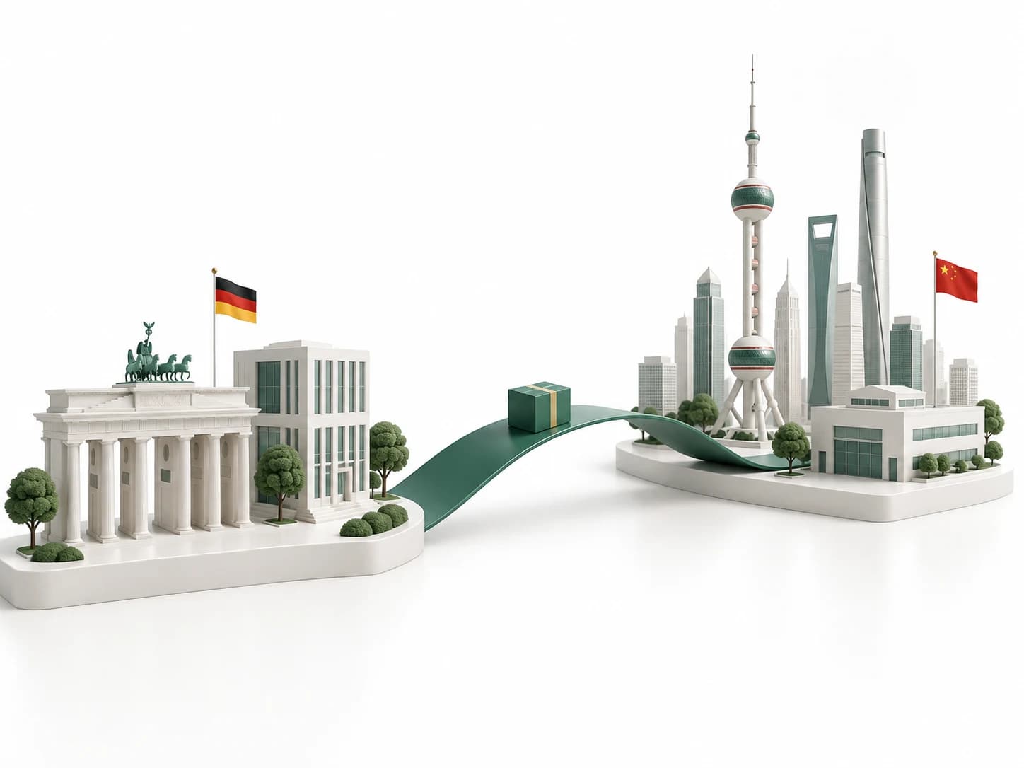 Symbolische Illustration: Eine grüne Verbindung zwischen Deutschland und China.